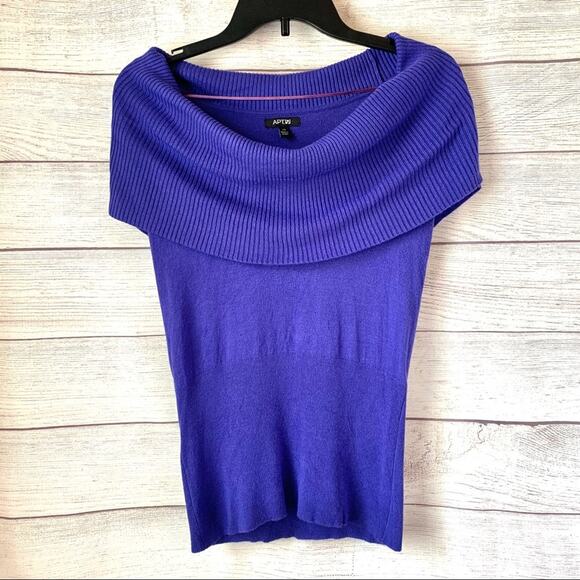 Apt. 9 Purple Cowl Neck Sweater Short Sleeves Fitted Size XS - Picture 13 of 16